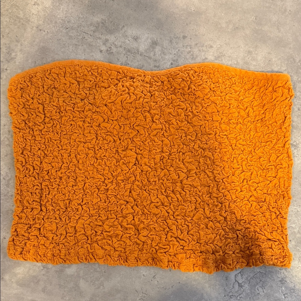 Free people stretchy Large Orange Textured Tube Top 100% cotton